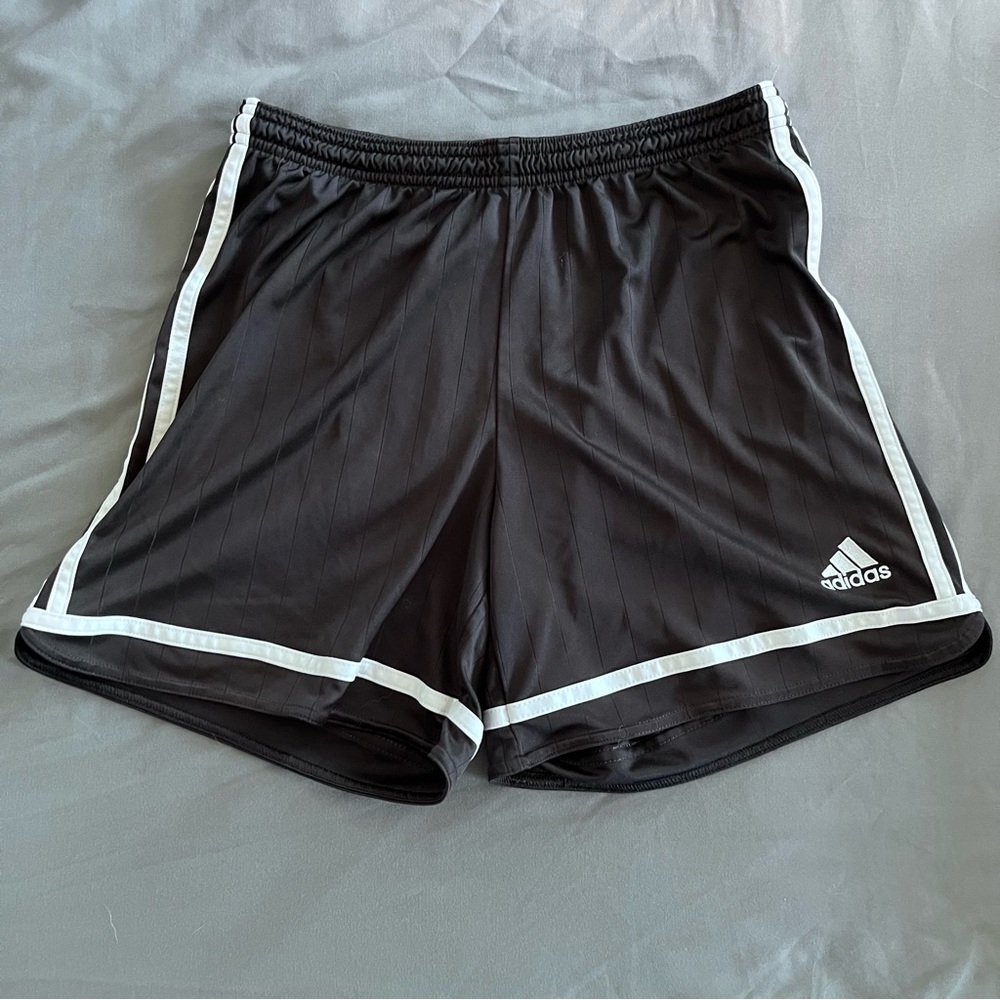 Adidas classic soccer shorts black and white women’s size small